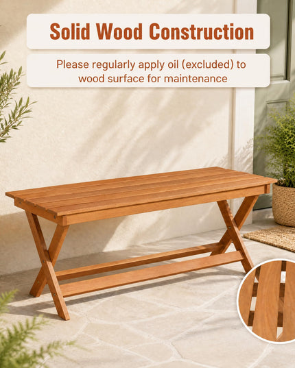 Giantex Outdoor Wooden Bench with X-Shaped Legs & Reinforced Crossbars