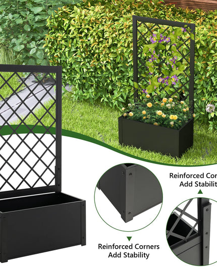 Giantex Raised Garden Bed with Trellis, 49" Metal Vertical Planter with Garden Trellis