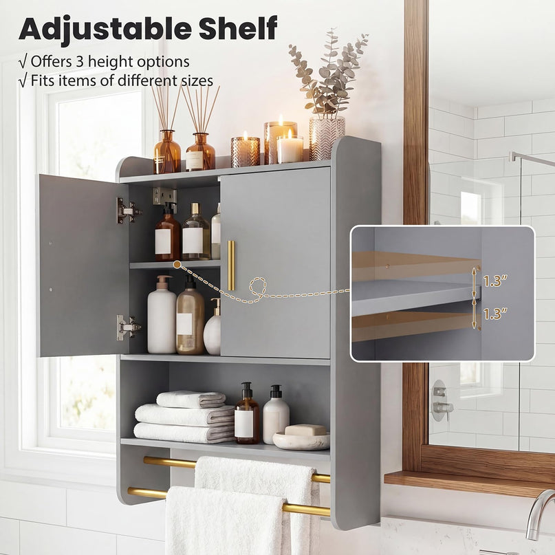 Giantex Bathroom Wall Mounted Medicine Cabinet w/Towel Bars & Toilet Paper Holder