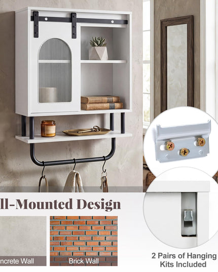 Giantex Bathroom Wall Cabinet | Farmhouse Medicine Cabinet with Sliding Barn Door