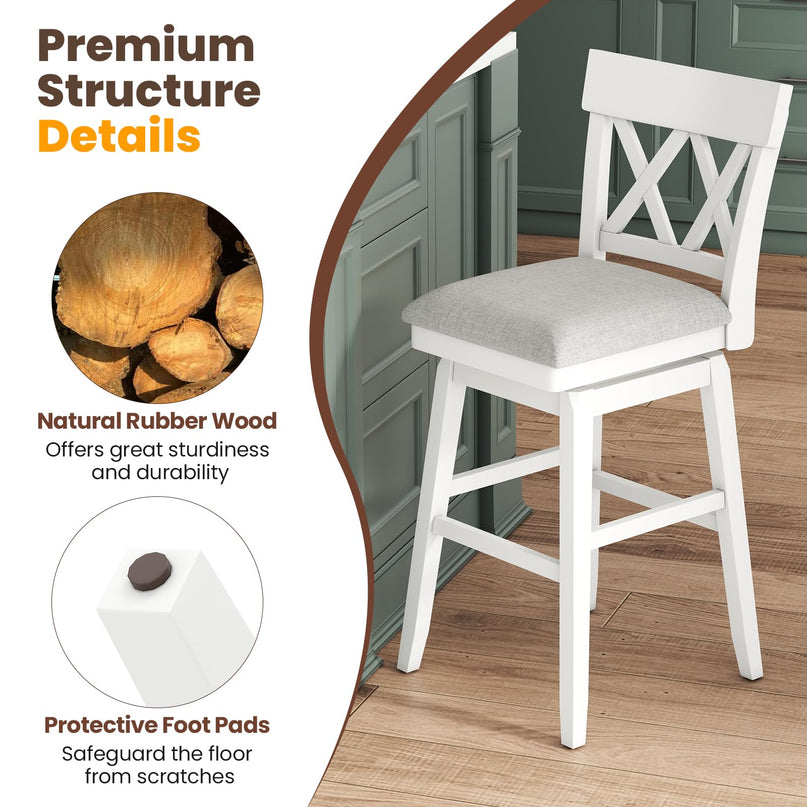 Giantex 31" Bar Stool Swivel Bar Height Bar Chair with Contoured Backrest