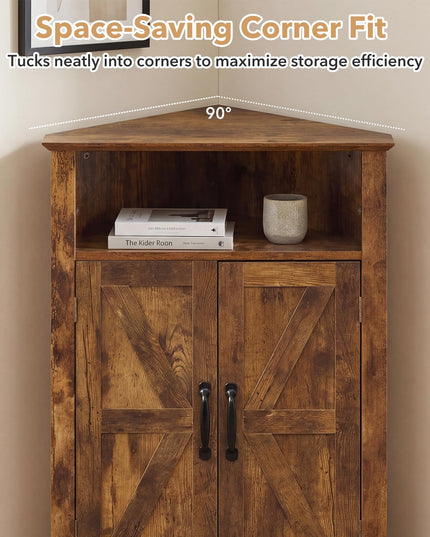 Giantex Farmhouse Bathroom Floor Corner Storage Cabinet with Open Storage