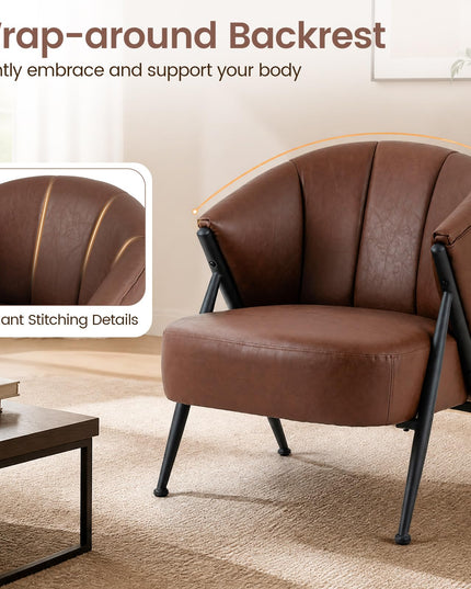 Giantex Mid Century Modern Accent Chair w/Curved Backrest & Wide Seat