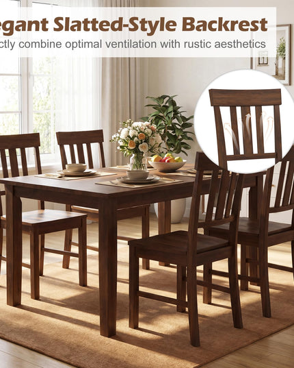 Giantex Wooden Armless Kitchen Chair with Slat Back & Contoured Seat (2/4)