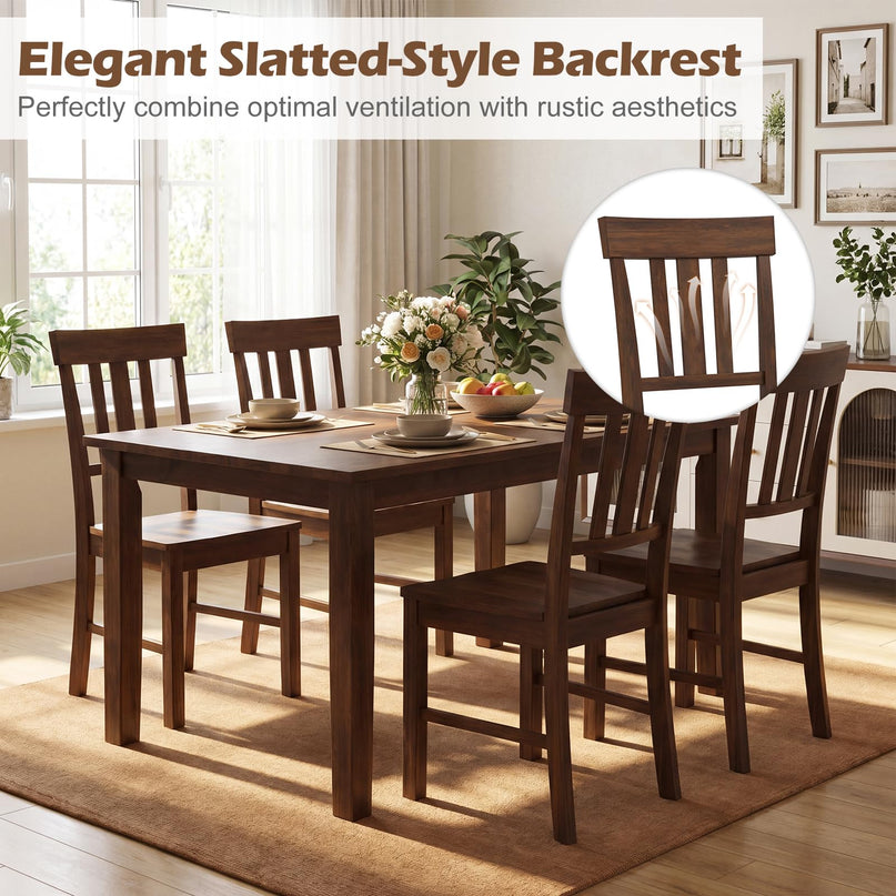 Giantex Wooden Armless Kitchen Chair with Slat Back & Contoured Seat (2/4)