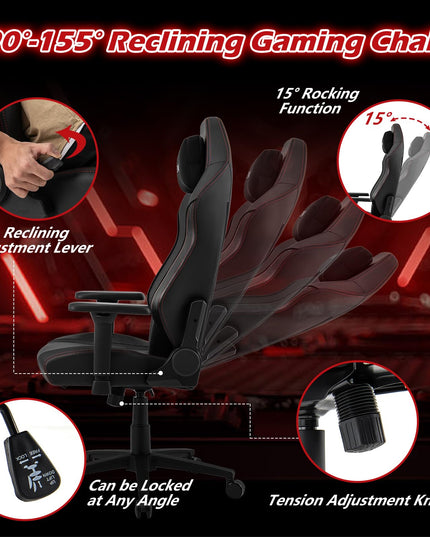 Giantex Gaming Chair Video Game Chair with Magnetic Headrest & Lumbar Support