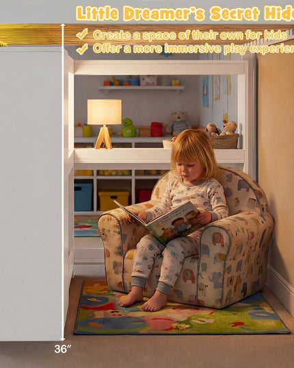 Giantex Loft Bed Twin Size with LED Lights for Boys Girls
