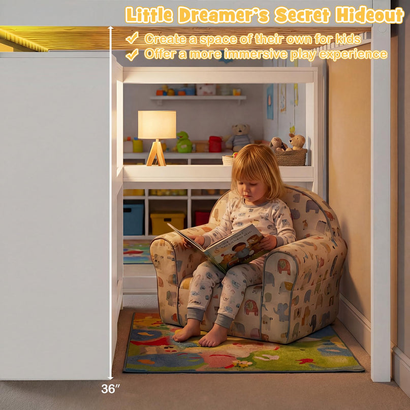 Giantex Loft Bed Twin Size with LED Lights for Boys Girls