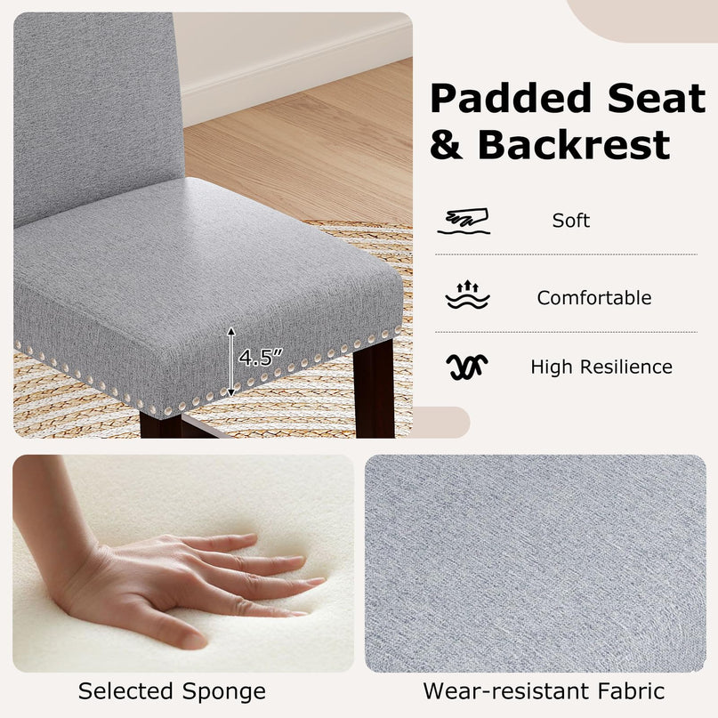 Giantex Modern Bar Stools Set of 2/4 26" Upholstered Counter Height Bar Stools