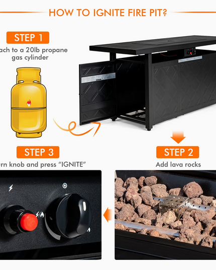 Giantex Gas Fire Table, Rectangular Outdoor Patio Propane Firepit Table