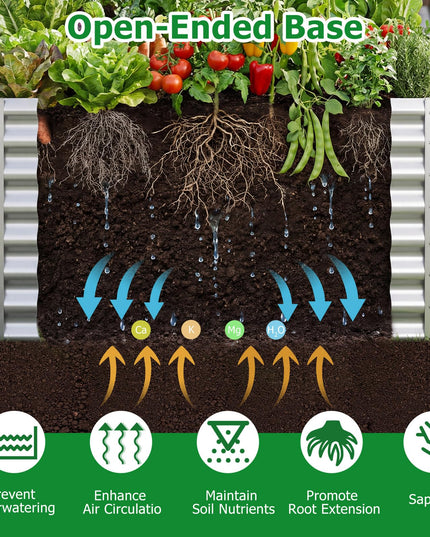 Giantex 4 x 2 x 2 FT Galvanized Rectangular Raised Garden Bed with Open-Ended Base (1/2)