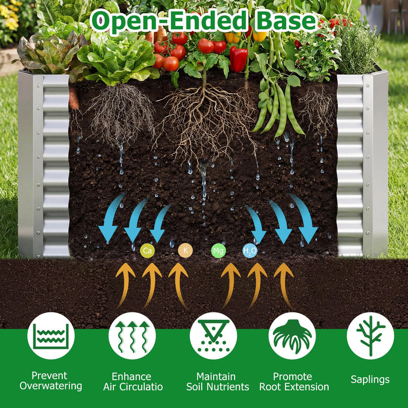 Giantex 4 x 2 x 2 FT Galvanized Rectangular Raised Garden Bed with Open-Ended Base (1/2)