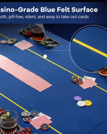Giantex 79 x 36 Inch Poker Table Top | Foldable 8 Player Texas Holdem Poker Table Topper w/Carry Bag