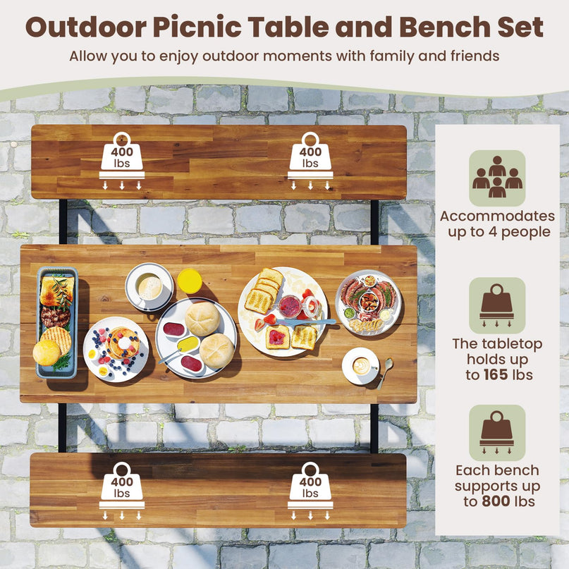 Giantex 4.5FT Picnic Table Bench Set for 4 for Porch Patio Lawn Garden