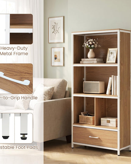 Giantex 56" Tall Bookcase with Drawer 5-Tier Bookshelf