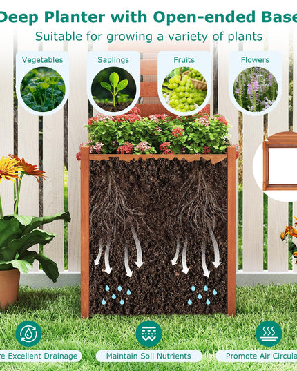 Giantex Wood Raised Garden Bed with Trellis