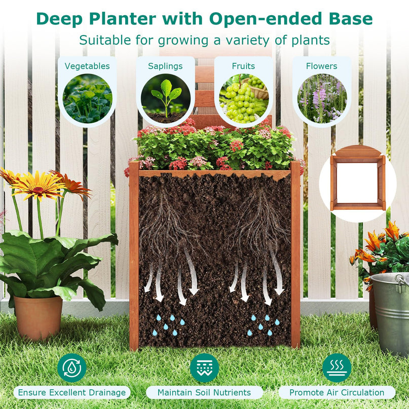 Giantex Wood Raised Garden Bed with Trellis