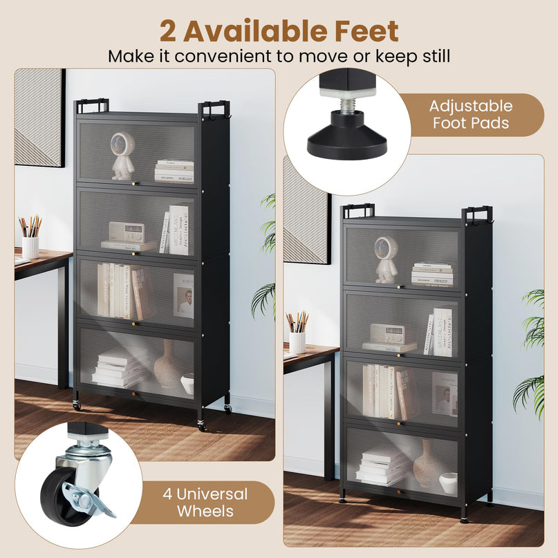 Giantex 5-Tier Kitchen Storage Cabinet w/4 Flip-up PC Doors
