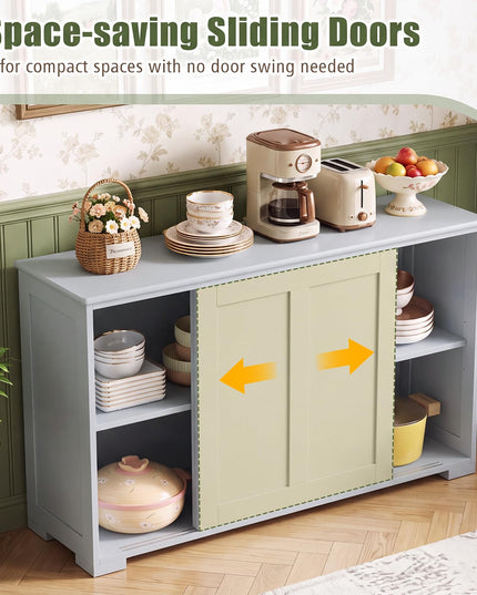 Meuble de rangement Giantex avec buffet, meuble à vin de bar à café, bahut de ferme avec porte coulissante