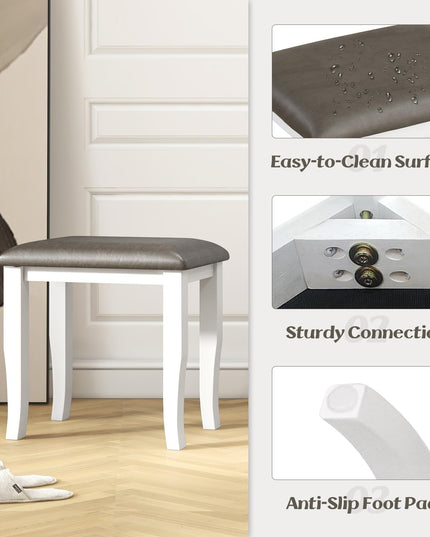 CHARMAID Vanity Stools 2 Pack - Ottoman Foot Stool Set of 2