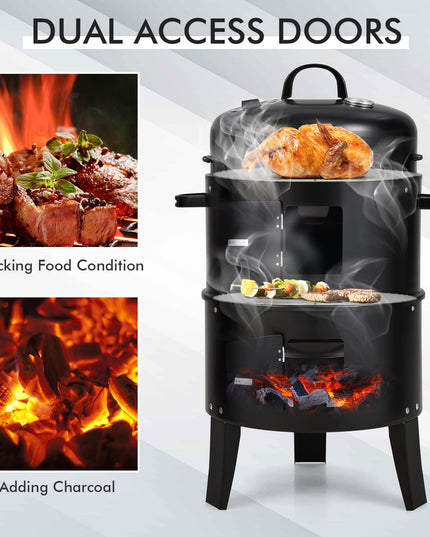 Giantex 3-in-1 Outdoor Smoker Grill with Smoker Combo