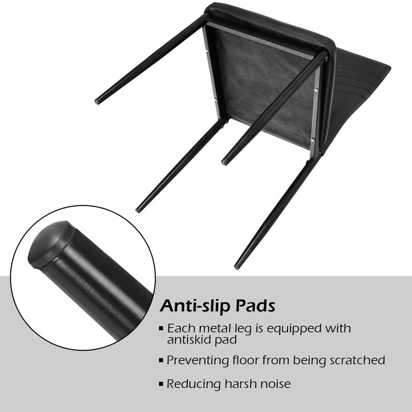 4 Dining Chairs, High Back Dining Side Chairs w/PVC Leather & Non-Slip Feet Pads