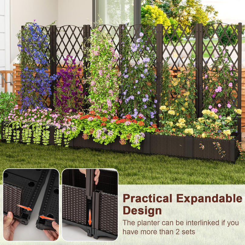 Lot de 2 jardinières surélevées Giantex avec treillis (32”L x 16”l x 48”H)
