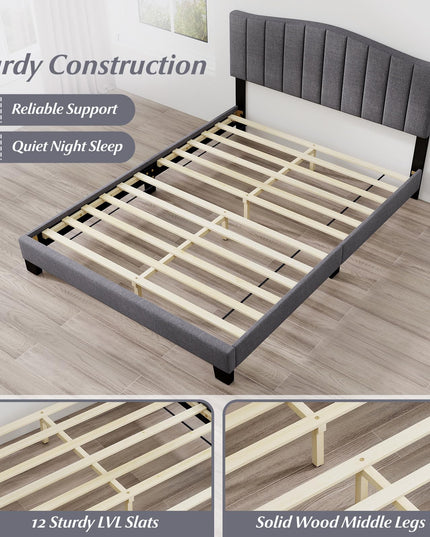 Giantex Queen Bed Frame with Adjustable Arch Tufted Headboard