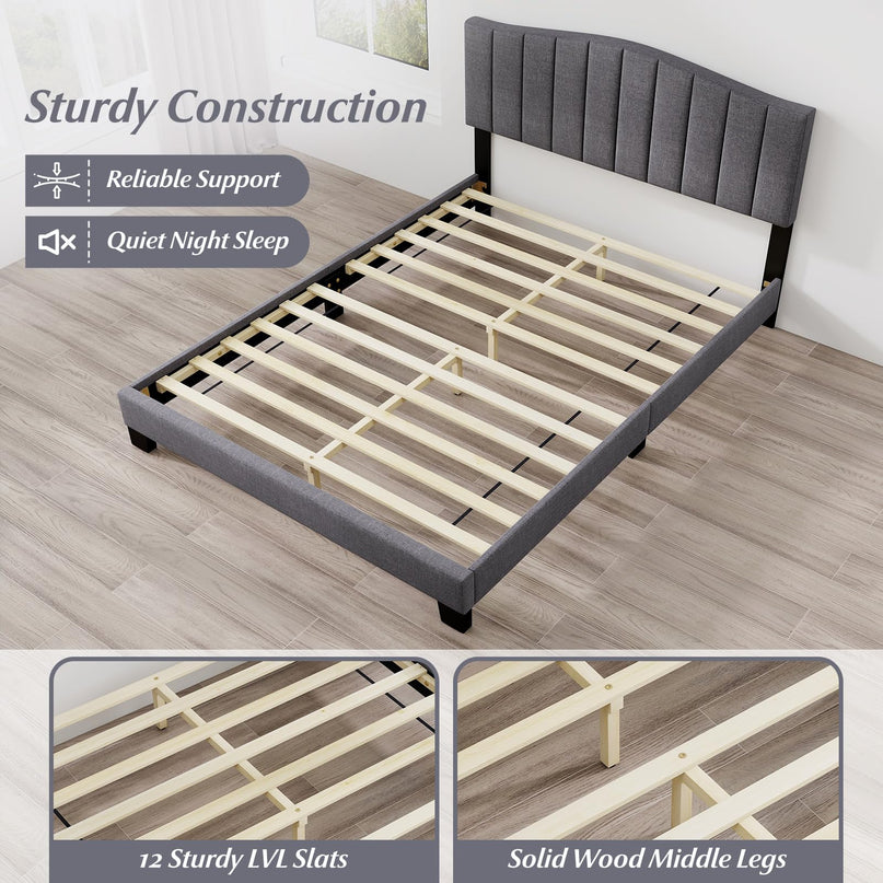 Giantex Queen Bed Frame with Adjustable Arch Tufted Headboard