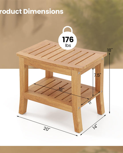 Teak Shower Bench with Shelf