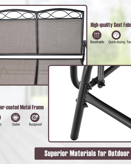 Giantex 4 or 2 PCS Outdoor Glider Chairs Set - Patio Furniture Set with Tempered Glass Table (4 PCS, Brown)