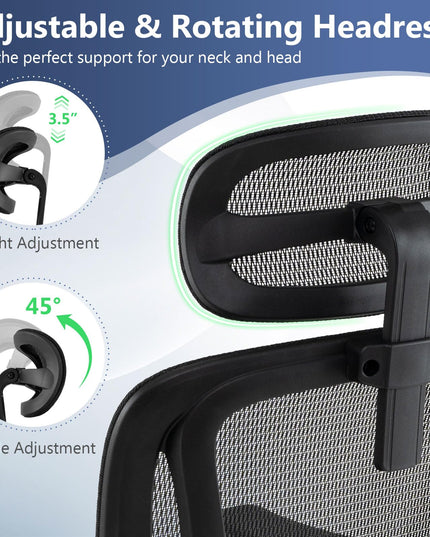 Giantex Ergonomic Desk Chair with Rotating Headrest & Adjustable Lumbar Support
