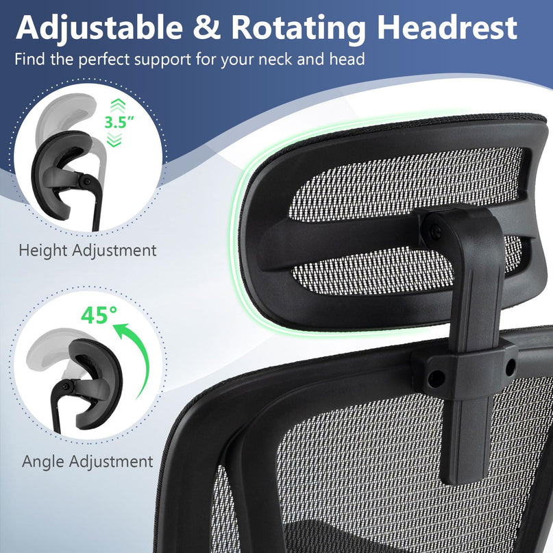 Giantex Ergonomic Desk Chair with Rotating Headrest & Adjustable Lumbar Support
