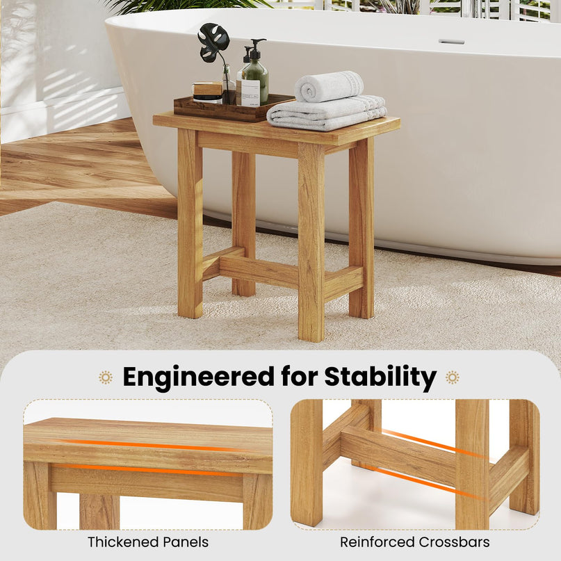 Giantex Teak Shower Bench Stool for Seniors