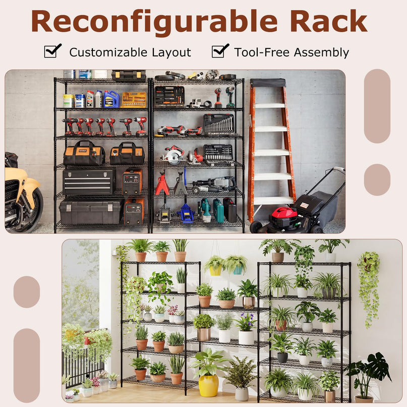 Giantex 6-Tier Storage Shelves | Heavy Duty Metal Shelving Unit for Kitchen Garage Pantry