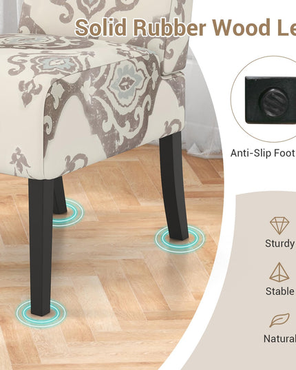 Giantex Armless Accent Chair Set of 1/2/4, Upholstered Living Room Chair with Rubber Wood Legs