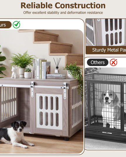 GIANTEX 80cm Dog Crate Furniture with Barn Door for Small Medium Dogs