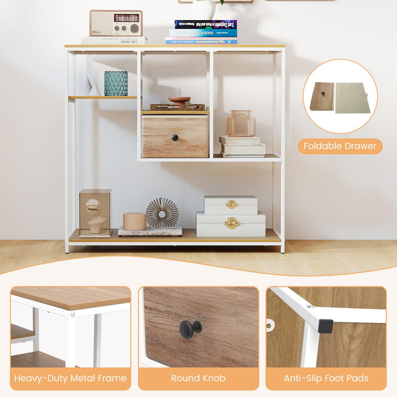 Table console étroite Giantex de 40 pouces avec étagères de rangement ouvertes et tiroir amovible