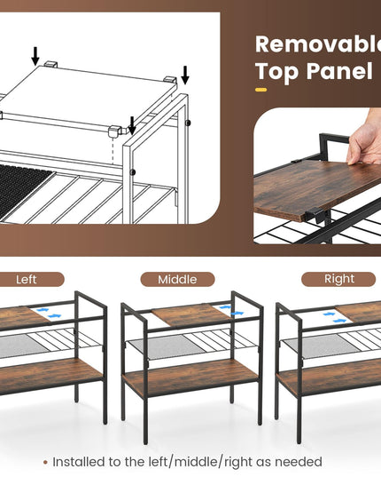 Giantex 3-Tier Storage Rack, 24" Compact Shelving Unit Storage Shelves with Unique Removable Panel for Different Heights