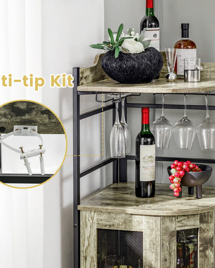 Giantex Corner Bar Cabinet with Glass Holder