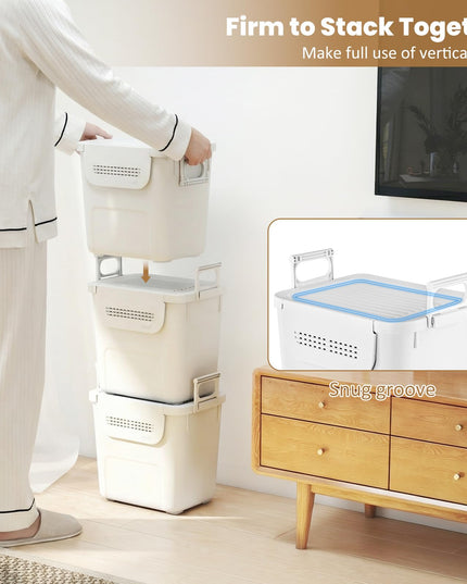 Bacs de rangement empilables Giantex 32QT avec couvercles