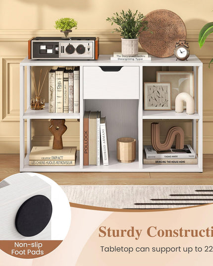 GIANTEX 3-Tier Cube Storage Shelf with 5 Open Cubbies & Drawer (1/2)