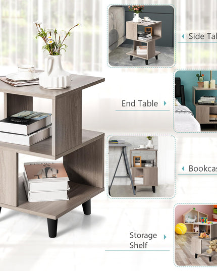 Giantex Accent Sofa Side Table w/Open Storage Shelves for Living Room Bedroom Study Room