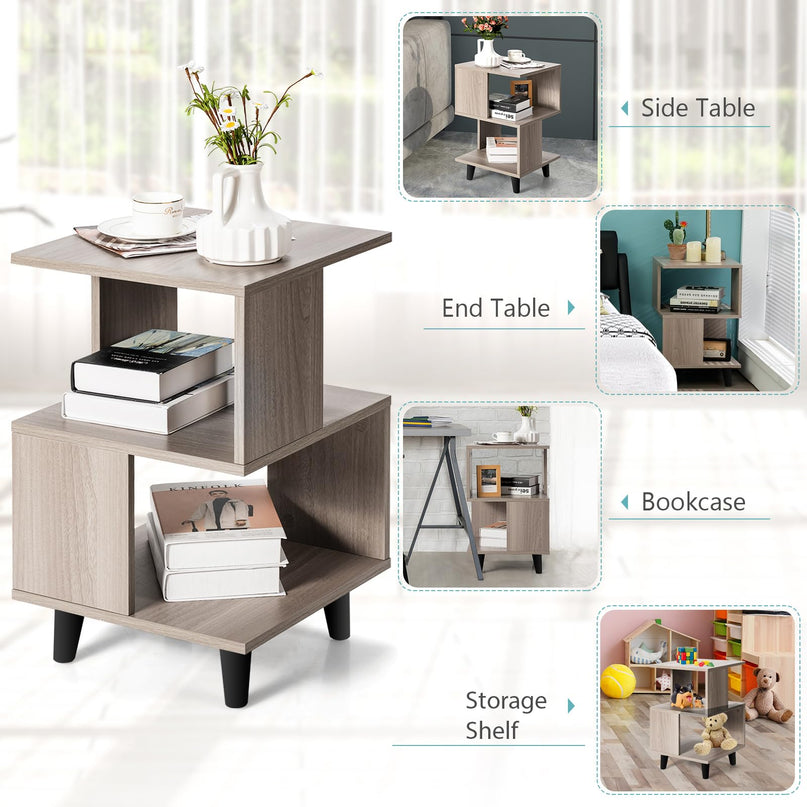 Giantex Accent Sofa Side Table w/Open Storage Shelves for Living Room Bedroom Study Room