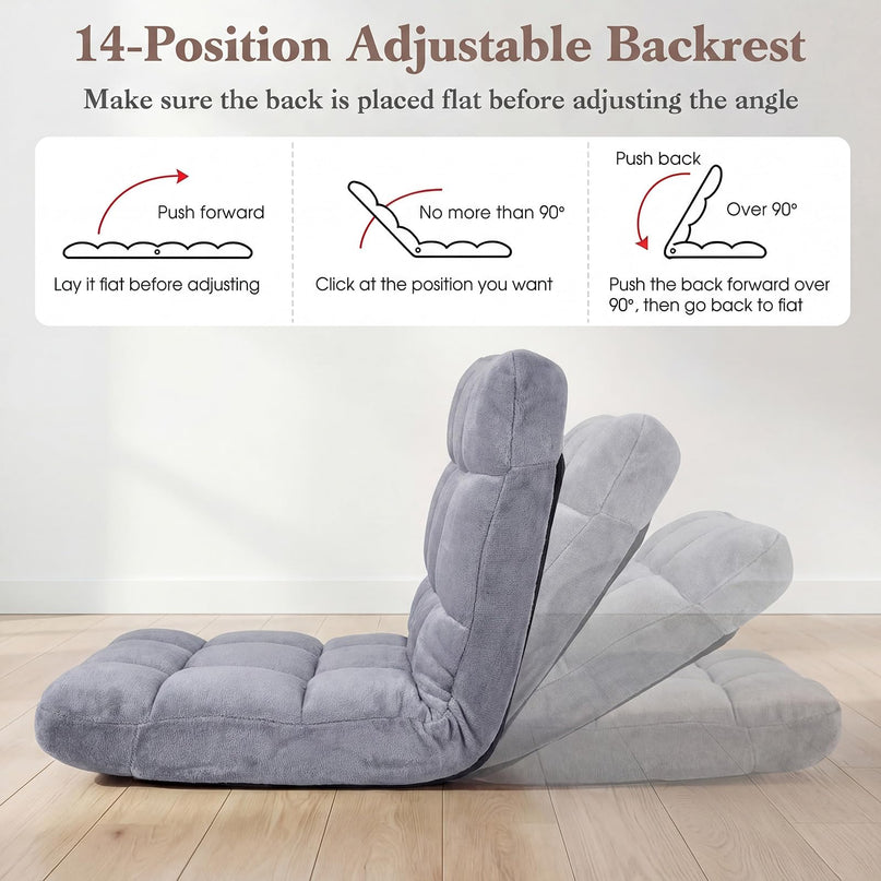 Chaise de sol Giantex avec 14 positions réglables (61 x 49,5 x 50,8 cm)