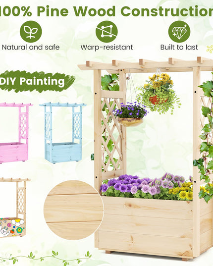 Giantex Raised Garden Bed with Sided Trellis & Hanging Roof ( 31”x16”x41” )