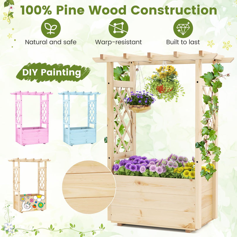 Giantex Raised Garden Bed with Sided Trellis & Hanging Roof ( 31”x16”x41” )