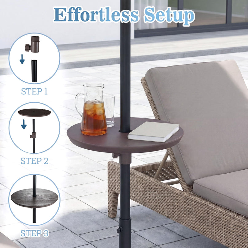 Giantex Umbrella Pole Table Tray - 20" Outdoor Side Table