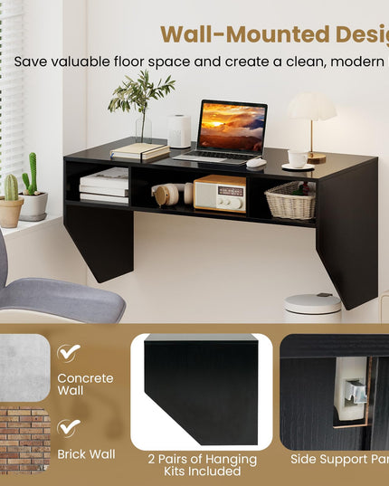 Bureau informatique mural Giantex avec 3 compartiments de rangement