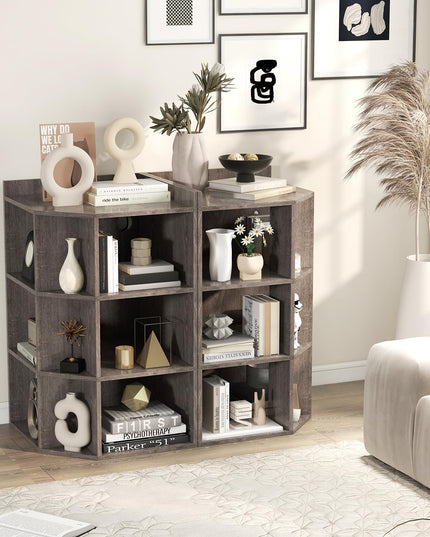 Giantex 3-Tier Corner Cabinet with Charging Station, Corner Shelf with 9 Cubbies, 2 USB Ports & 4 Outlets